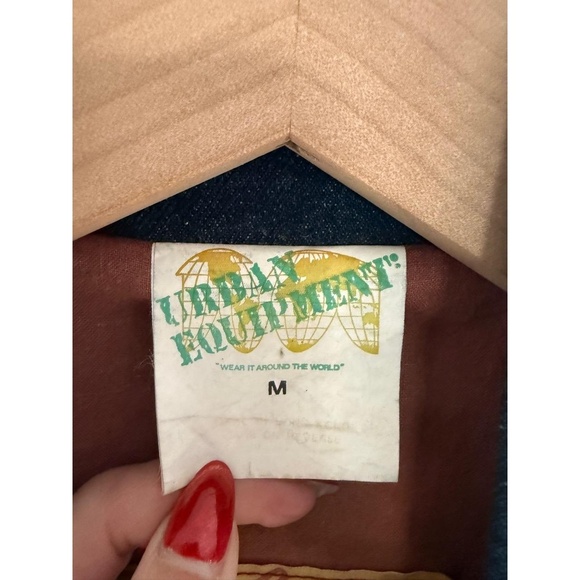 *AMAZING* Vintage Urban Equipment Denim Blue Biker Work Chore Coat Jacket size M - Picture 2 of 10